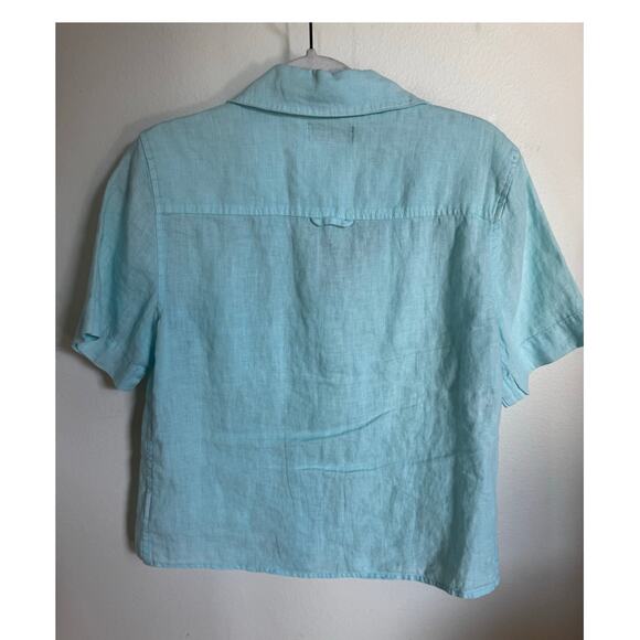 Kut from the Kloth 100% Linen Short Sleeve Button Up Shirt Women's Size Small - Picture 2 of 8